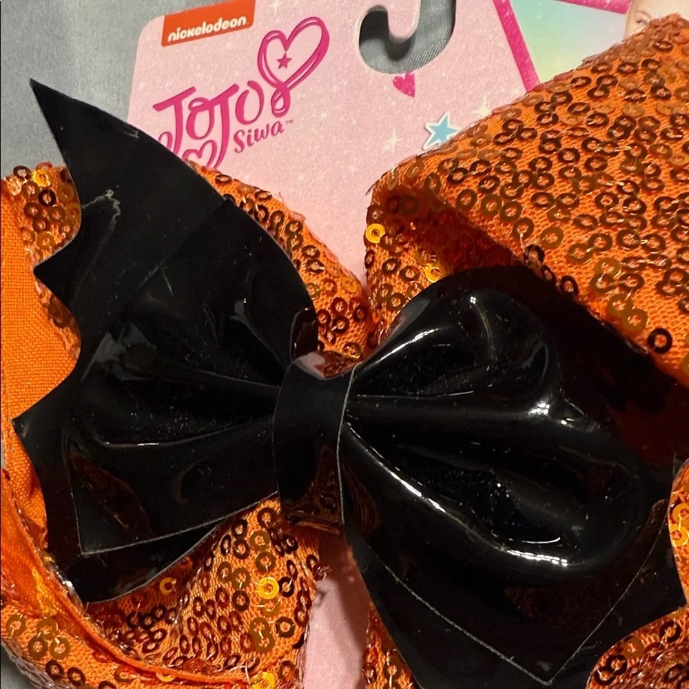 JoJo Siwa Sparkling Orange Hair Bow with Black Center